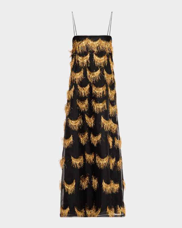 Orianne Metallic Fringe Dress